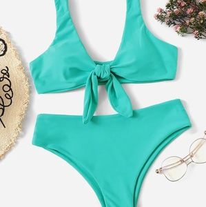 Turquoise tie bikini set